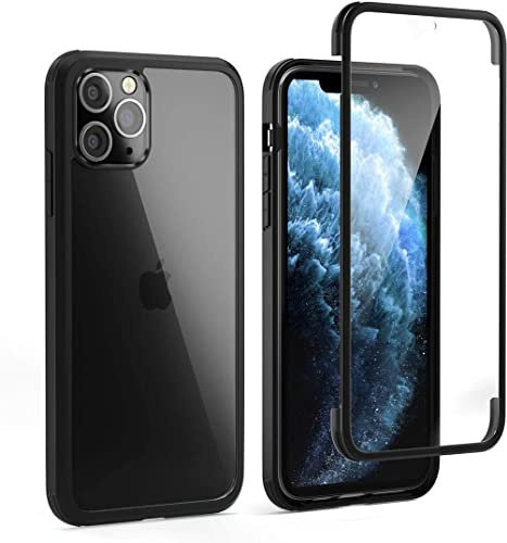 Leedia 360 Grad Hülle Kompatibel mit iPhone 11 Pro Max Hülle Ganzkörper Eingebauter Glas Displayschutzfolie iPhone 11 Pro Max Schutzhülle Transparent Handyhülle für iPhone 11 Pro Max 6.5 Schwarz