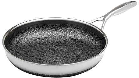 LIVWELL DiamondClad 12-inch Hybrid Nonstick Frying Pan Skillet, Stainless Steel, Dishwasher and Oven Safe, PFOA-free - Silver/Black