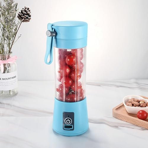 Portable Blender, Angerico Personal Size Blender for Shakes and Smoothies with 6 Blades, 500ml Mini Blender Cup with Travel Lid and USB Rechargeable for Office, Gym, Kitchen (Blue)