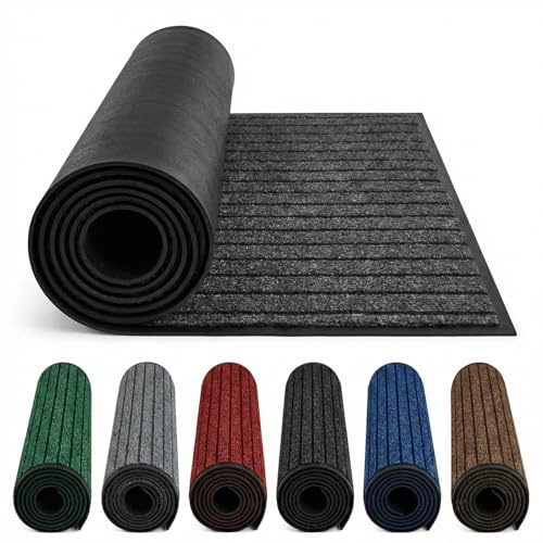 Fit Even Indoor/outside Door Mats for Front Door Mat - Super Absorbent Kitchen Mats Non Slip Waterproof Washable Rug Dirt Scrapper Entrance Door Mat - Grey, 50 x 90 cm