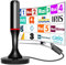 Antenna TV Interna Amplificata Potente,2025 Antenna Smart TV da Interno con cavo da 3m, Potente Base Magnetica, Ricezione a 360° Supporta 4K/1080p/VHF/UHF DVB-T/T2 Canali Gratuiti