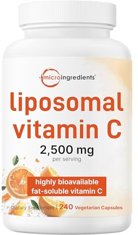 Liposomal Vitamin C 2,500mg, 240 Veggie Capsules | Highly Bioavailable Fat Soluble Form | Immune Support & Antioxidant Supplement | Liposomal Delivery for Superior Absorption | Non-GMO, Gluten Free