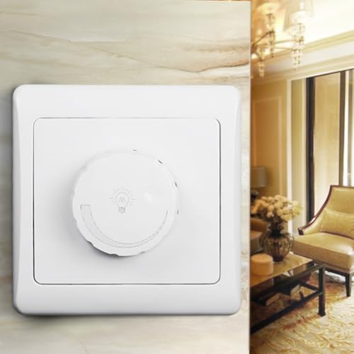 GLOBALHUT Dimmer Switch, LED Dimmer Switch For Dimmable LED/Halogen/Incandescent Lights Trailing Edge Dimmer Switches Rotary Push On/Off(White)