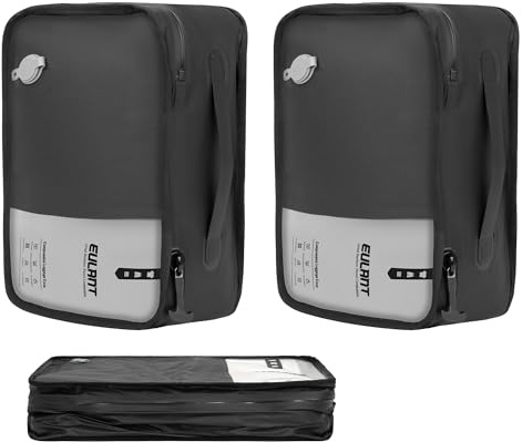 EULANT 12'' Sacchetti Sottovuoto Professionali da Viaggio,Sacchi Sottovuoto da Viaggio per Valigia/Valigie/Zaini, Cerniera Ermetica IP67 & Grande Apertura & Impermeabile TPU