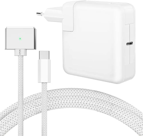Chargeur Mac Book Air, 96W Chargeur avec 2,2M USB-C vers T-Tip Tressé Câble pour MacBook Pro 16/14 Pouces, MacBook Air 15/13 Pouces 2024 2023 2022 2021 M4 M3 M2 M1 Câble