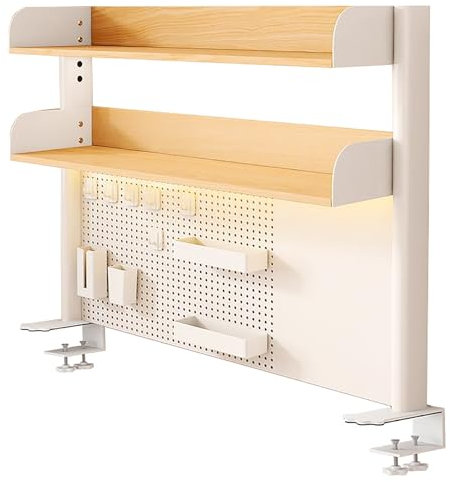 Clamp on Desk niz Shelf, Desk Extend Side Table, Heavy Duty Desktop niz, Modn Desktop Display Shelf, for Table Accessories(Natural,80x95cm)