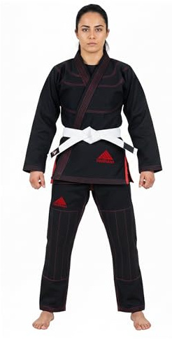 StellMan BJJ Gi for Women Lightweight Brazilian Jiu Jitsu Uniform, 350 GSM Pre‑Shrunk Cotton Kimono for Training Competition (Black, F2)
