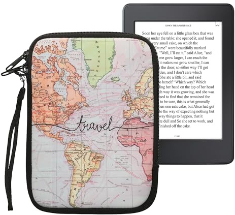 kwmobile Custodia Universale per eReader - Copertina in Neoprene Nero/Multicolore con Chiusura a Zip - Misura 17 x 12 x 2 cm - Astuccio portatablet