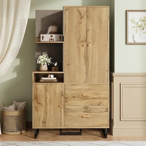 Solisburne Armadio guardaroba compatto per corridoio e corridoio, con pannelli imbottiti e scarpiera integrata, colore nero, naturale, 110 x 186 x 38 cm (larghezza x altezza x profondità)