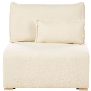 Fåtölj Boucle Modulär 1-sits Sittmodul Fällbart Ryggstöd Sovfåtölj med Förvaring Off-White Nerbo