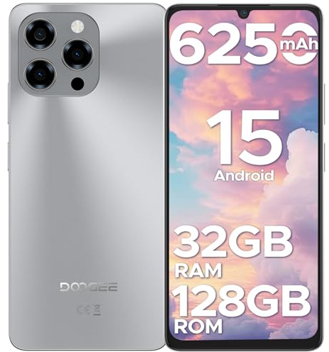 DOOGEESmart Note 58 Teléfono Movil Android 15, 6250mAh Batería, T7250 Octa Core, 32GB+128GB Smartphone, 6,56 HD+ IPS 90Hz, 16MP+8MP, Cuerpo de 8,6mm Telefono, Face ID/NFC/OTG/GPS/Doble SIM 4G Movil