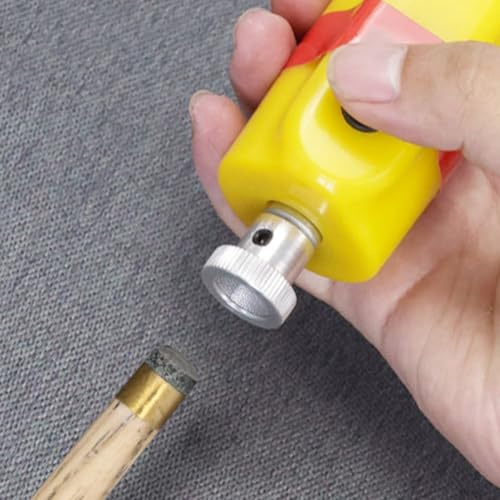 Axorafow Electric for Tip Shaper Cue Snooker Billiards Pool Cues – 9mm to 14mm Plastic Grinder Metal Replaceable Discs Adaptable Construction with Yellow(Electric drill)