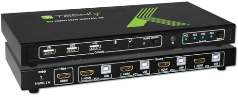 Techly 028702 KVM Switch 4x1 con USB e HDMI 4K Nero