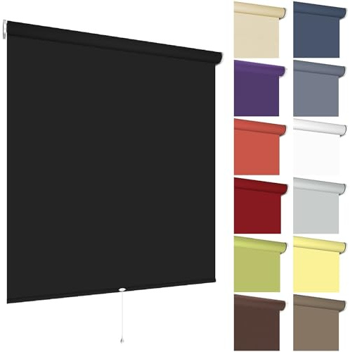 Springrollo Sonnenschutz Fenster, 72 x 180 cm Schwarz lichtdurchlässig