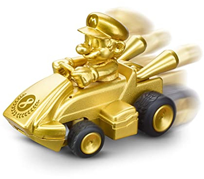 Carrera Mini RC Nintendo Mario Kart mit Gold Mario I Ferngesteuertes Auto ab 6 Jahren für drinnen & draußen I Mini Mario Kart Auto mit Fernbedienung zum Mitnehmen I Spielzeug für Kinder & Erwachsene