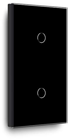 BSEED Touch Lichtschalter 1 Fach 1 Weg mit 1 Fach 1 Weg Wandschalter mit Glasscheibe 3-500W Berührungssensor EU Standard Wandlichtschalter 157mm - schwarz
