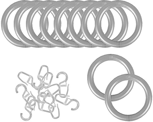 Bestlivings Ringe mit Faltenleghaken (40er Set), Gardinenringe für Universalband/Kräuselband Ø40mm in der Farbe: Grau