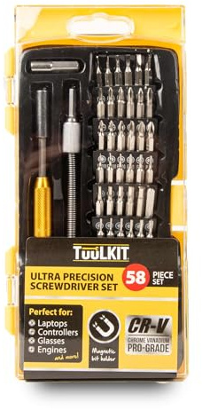TUULKIT 58 Piece Ultra Precision Screwdriver Bit Set with Case | Magnetic Bit Holder – Perfect Set Laptop, Controller, Glasses and Engines – Contains Hex, Torx, Extension Bars, Socket, Tri-Wing