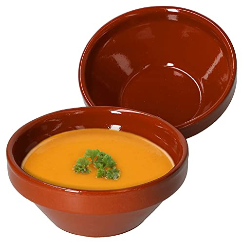 MamboCat 2er Set Ton-Schalen Ø 15,2 cm 350 ml für Dips Tapas Fingerfood I Müsli Schüsseln Vintage I Dessert-Schälchen I Frühstücks Bowl I Keramiksalatschüssel glasiert I Mittelalter Geschirr