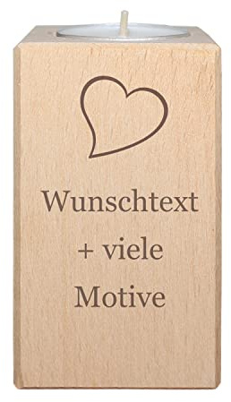 Liebe Geschenk - Personalisierter Teelichthalter mit Gravur - Kerzen für Lieblingsmenschen, Valentinstag - Ich Liebe Dich Geschenk für Männer und Frauen, Inklusive Teelicht