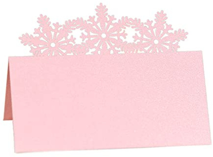 GIVBRO Biglietto di Natale per segnaposto con nome e segnaposto a forma di fiocco di neve scavato per la decorazione della tavola per incontrare forniture per feste di nozze, rosa,