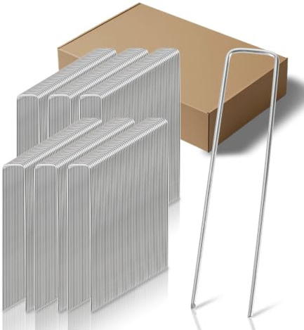Randaco Ancoraggio a terra in zincato, 300 pezzi, picchetti stabili per erbacce, giardino, recinzione, giardino (150 x 25 mm, diametro 2,8 mm)