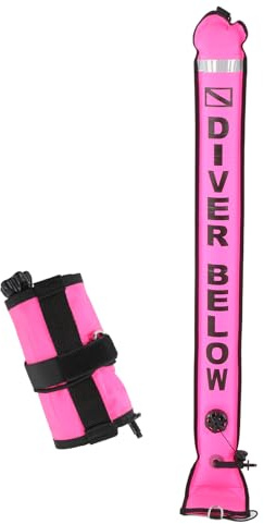 DEWIN Marcador de Superficie de Buceo, Boya de Buceo Inflable de 120x15 cm, Marcador de Buceo de Alta Visibilidad de Tubo de Señal Accesorio para Adult Unisex