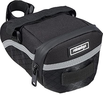 Relaxdays Satteltasche für Fahrrad, wasserdicht, HBT: 8 x 12 x 15 cm, kleine Fahrradtasche für Werkzeug & Handy, schwarz