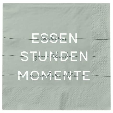 Grafik Werkstatt Servietten mit Spruch groß | 20 Stück | 16,5 x 16,5 cm | grün | Essen, Stunden, Momente