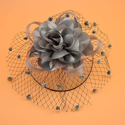 Braut Fascinator Hut Patei Blumen Netz Kopfschmuck Cocktail Party Headwear Haarschmuck Hochzeit Haarklammer Hüte Für Tea Party Kirche Hochzeit Jockey Club (Grau)