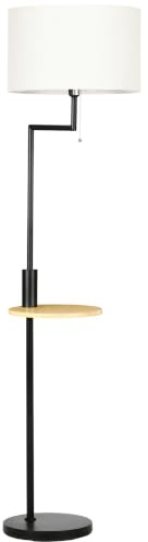 HOMCOM Stehlampe Wohnzimmer mit Regal mit E27 Fassung für Wohnzimmer | Stehleuchte Standleuchte, für Schlafzimmer, exkl. Glühbirne