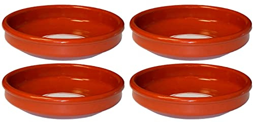 Acan Tradineur - Lot de 4 casseroles rondes en terre cuite - Convient pour plaque vitrocéramique et four - Idéal pour ragoûts et rôtis maison - Ø 20 cm
