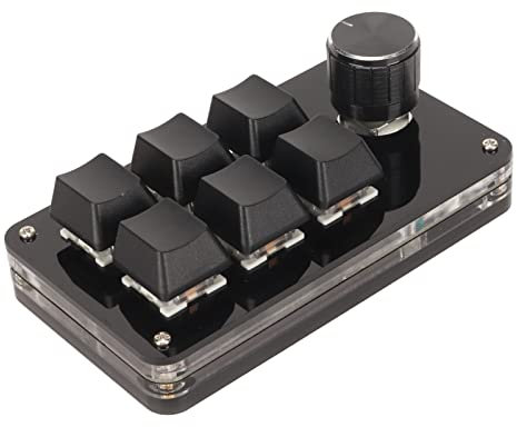 Cuifati Teclado Mecánico para Juegos de 6 Teclas con una Sola Mano, Mini Teclado Programable con Perillas, Teclado de Luz RGB Multifunción con Acceso Directo USB para PC Juegos de (Negro)