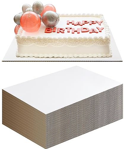 Dandat 100 Stück Kuchenplatte, rechteckig, 35,6 x 25,4 cm, weiß, viertelförmig, laminiert, stabil, Kuchenplatte, fettdicht, Kuchenständer, Kuchenplatte, Pappboden, Unterlage für Pizza, Desserts,
