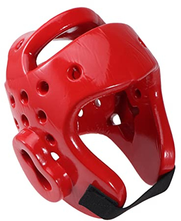 INOOMP Casco Taekwondo Ragazzi in Eva Rosso Design Ventilato per Orecchie e Visibilità Massima, Protezione Cranica per Sparring e Competizione, Casco Spessore Rinforzato per Ragazzi