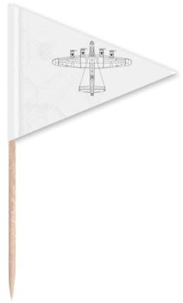 Plane Line Military Art Deco Fashion Toothpick Triangle Cupcake Toppers Flag
