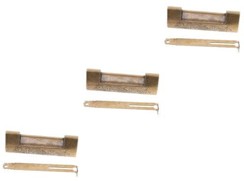 Hemobllo 3sätze Vintage Engraved Padlock Aus Antikes Holzbox-vorhängeschloss Retro-design Mit Traditionellen Chinesischen Mustern Für Schmuckschatullen