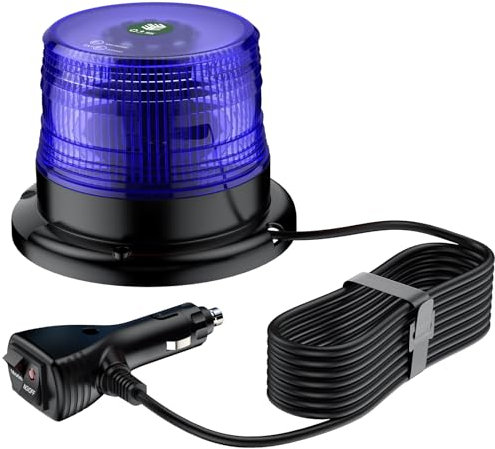 EYPINS Gyrophare à Base Magnétique 40LEDs 40W 12V/24V Bleu Homologués E57 IP65 avec Câble de 5m Avertissement Stroboscope d'Urgence Clignotement de Récupération Flash pour Voiture/Camions/Tracteur