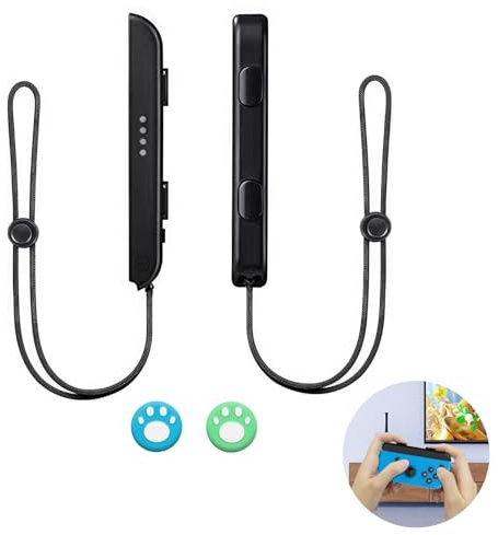 CAISYE Switch Controller - Gamepad Griffschloss, Handgelenkschlaufe, Ein Paar Gamepad Handschlaufe mit 2 Joystick-Kappen - Joypad-Ersatz - Strapazierfähiges und bequemes Switch Zubehör