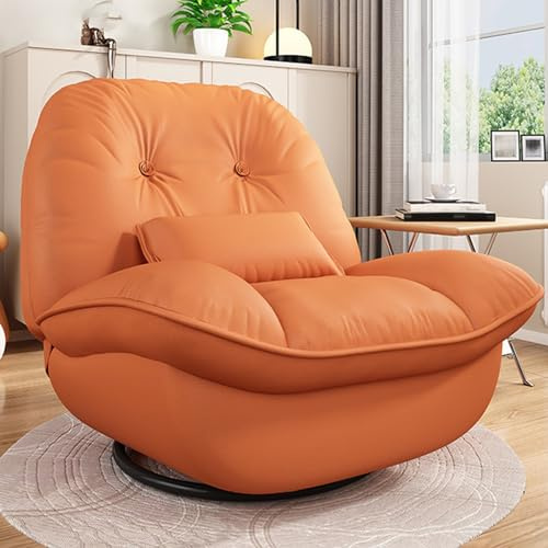 WHYATT Schaukelstuhl Mit Hocker, Schaukelstuhl für Den Innenbereich, Drehbarer Schaukelstuhl, Extra Breiter Schaukelstuhl, Relaxliege Wohnzimmer (Color : Orange, Size : A)