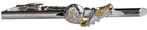 Fussball Krawattennadel Krawattenklammer bicolor glänzend ca. 7 cm lang + Geschenkbox