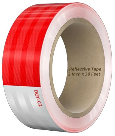 Duccinp Reflektierendes Klebeband, Weiß-Rot 10m x 5cm Wasserdichtes Reflektorband Selbstklebend Warnband Markierungsband für Straße Fahrräder Helme Motorrad Outdoor
