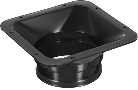PATIKIL 4 Duct Connector Flange, PP Dryer Vent Wall Plate Square to Round Straight Ducting Plate for Air Heating Cooling Ventilation Exhaust Fan, Black