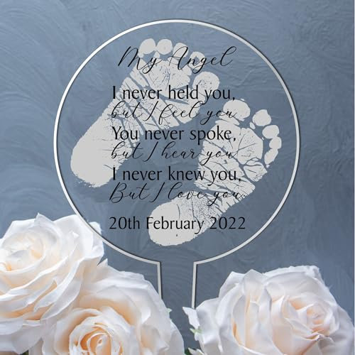 Personalised Baby Memorial Acrylic Grave Stakes - Custom Tribute Plaque for Angel Babies (Grey Angel Baby)