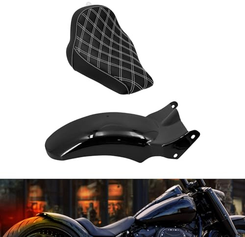 HCmotorku Solo Motorrad Hintere Kotflügel LED Blinker Bremse Kotflügel Rücklicht Pilotkissen für Harley Softail Breakout 114 107 FXBR FXBRS 2018-2023 Schwarz