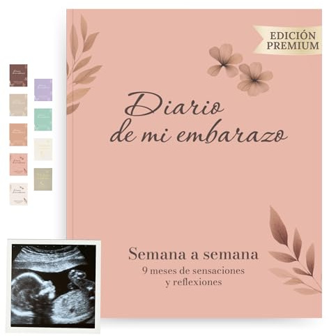 HuBorns - Schwangerschaftstagebuch um Jeden Moment Woche für Woche Festzuhalten mit Platz für Fotos und Ultraschall, Schwangerschaftsbuch zum Ausfüllen und Festhalten (Rosa, Spanisch) | Geführte Bereiche, Platz für Fotos, originelles Geschenk für Schwangere, Babyparty