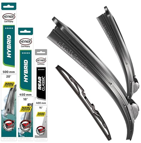 HEYNER® Scheibenwischer Komplettset für OPEL CORSA C | 09.2000 - 09.2006, HYBRID Flachbalkenwischer, Aerodynamisch & Flexibel, Nanographitbeschichtung