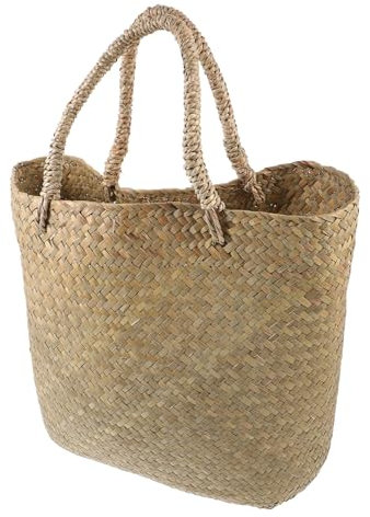 IWOWHERO 1stück Woven Bag Blumenkorb Für Gartenpflanzen Handgefertigter Aufbewahrungskorb Aus Natürlichem Material Für Wohnräume Und Dekoration Khaki