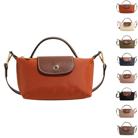 eganten Mini-Umhängetasche in Farbblockoptik für Damen, quadratische Handtasche in Volltonfarbe mit verstellbarem Riemen, Schultertasche (Orange,One Size)