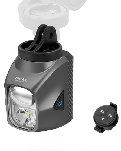 TOWILD DL1700 Lumiere Velo avec Télécommande, Lampe de Vélo 1700 Lumens avec Double Source Lumineuse avec Feux de Route et Croisement, éclairage Avant Vélo Rechargeable 4000mAh Phare Avant VTT